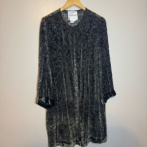 Vintage Rickie Freeman For Teri Jon Saks Silk Blend Duster Jacket 6 Velvet Goth